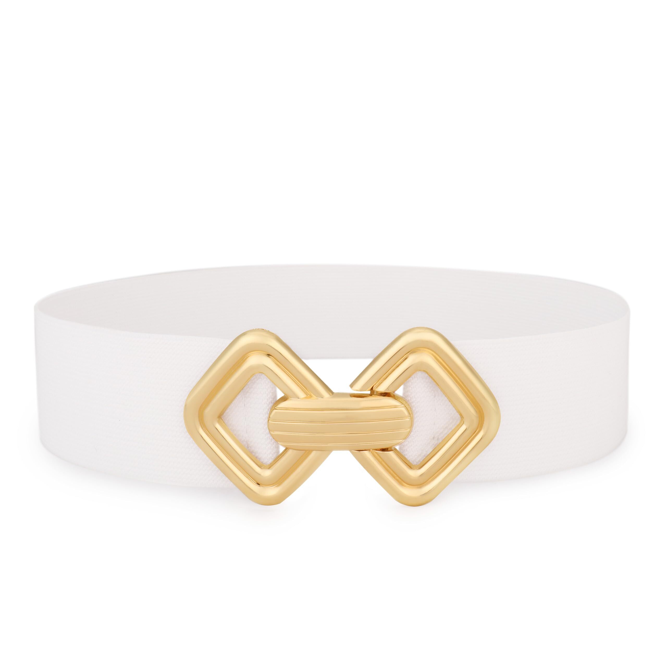 6694 Women Wide Elastic Belt Vintage Stretchy Waistband With Retro Gold